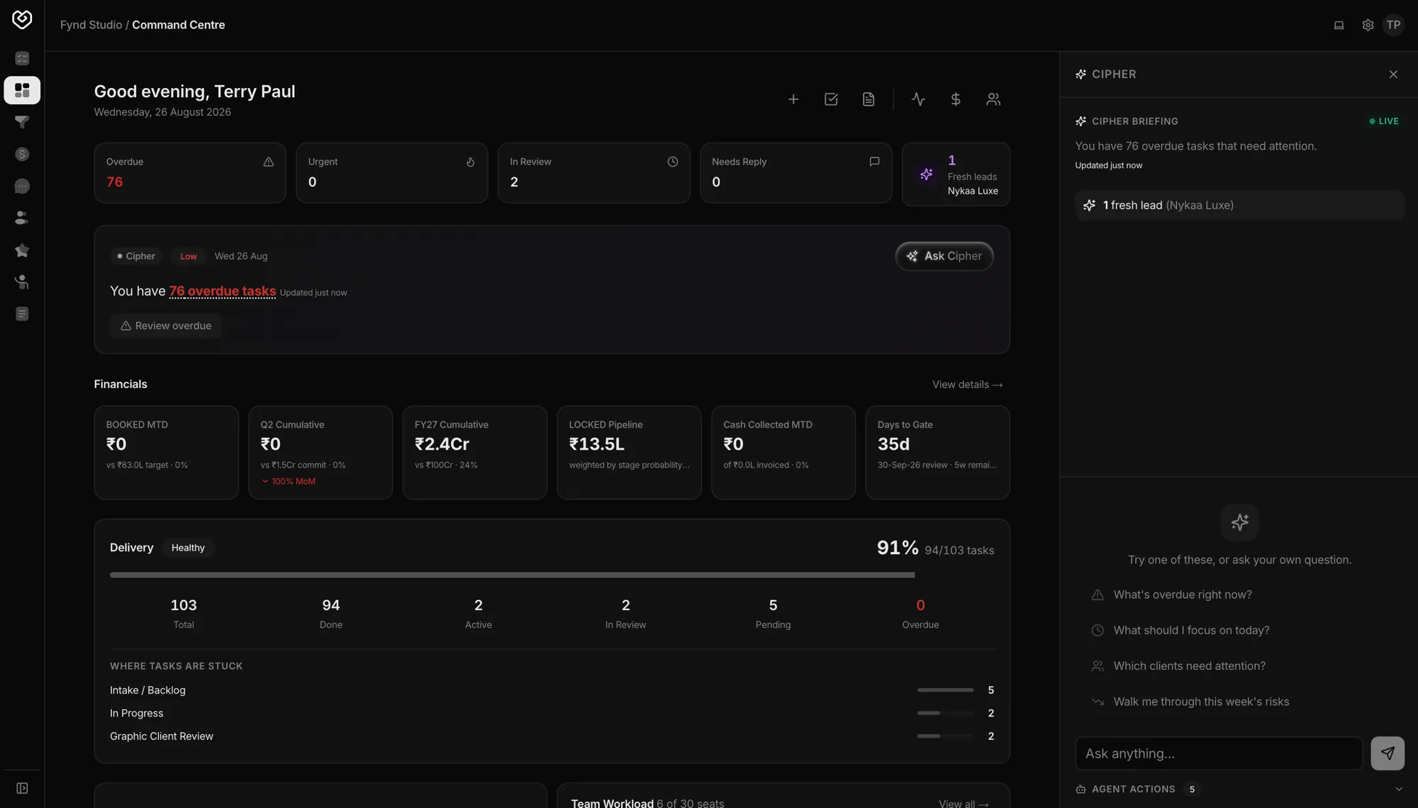 Studio S — studio operations platform