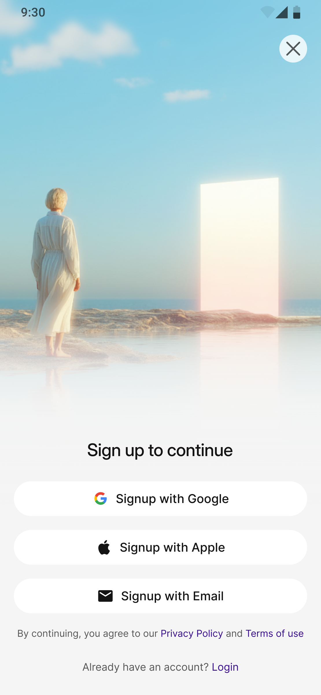 PixelBin App entry screen