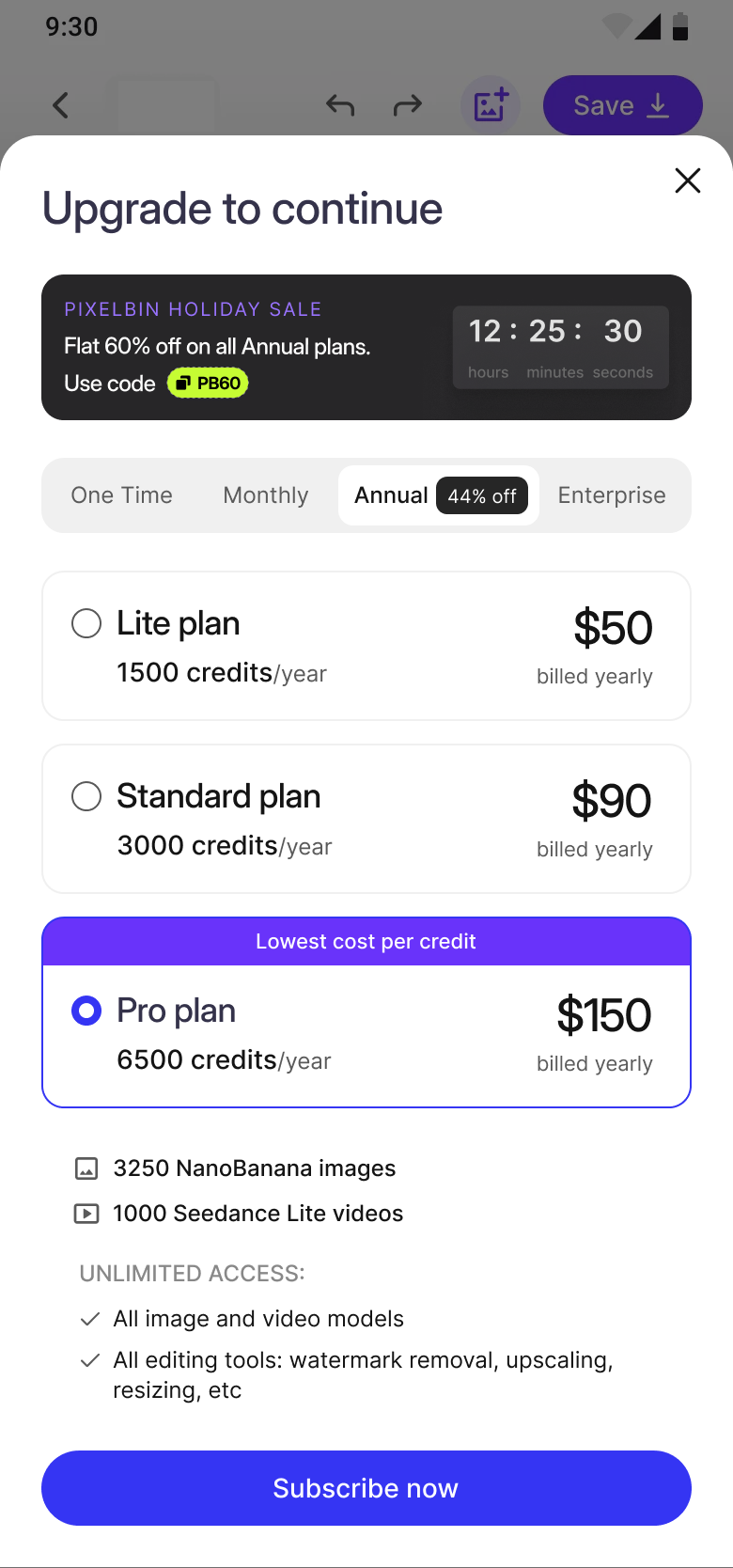Mobile special offer pricing with sale banner