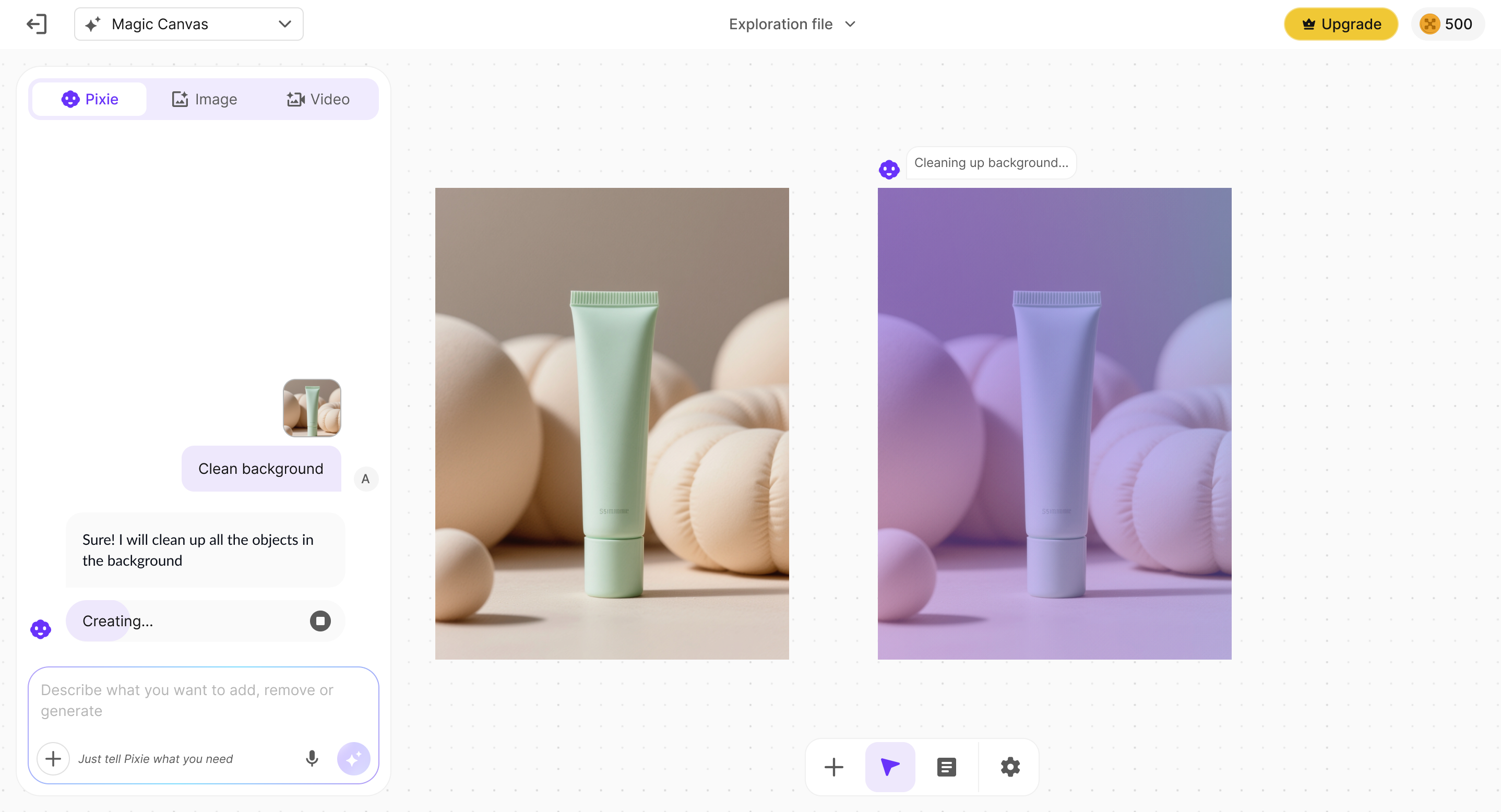 User approves a suggested action — Pixie applies the edit