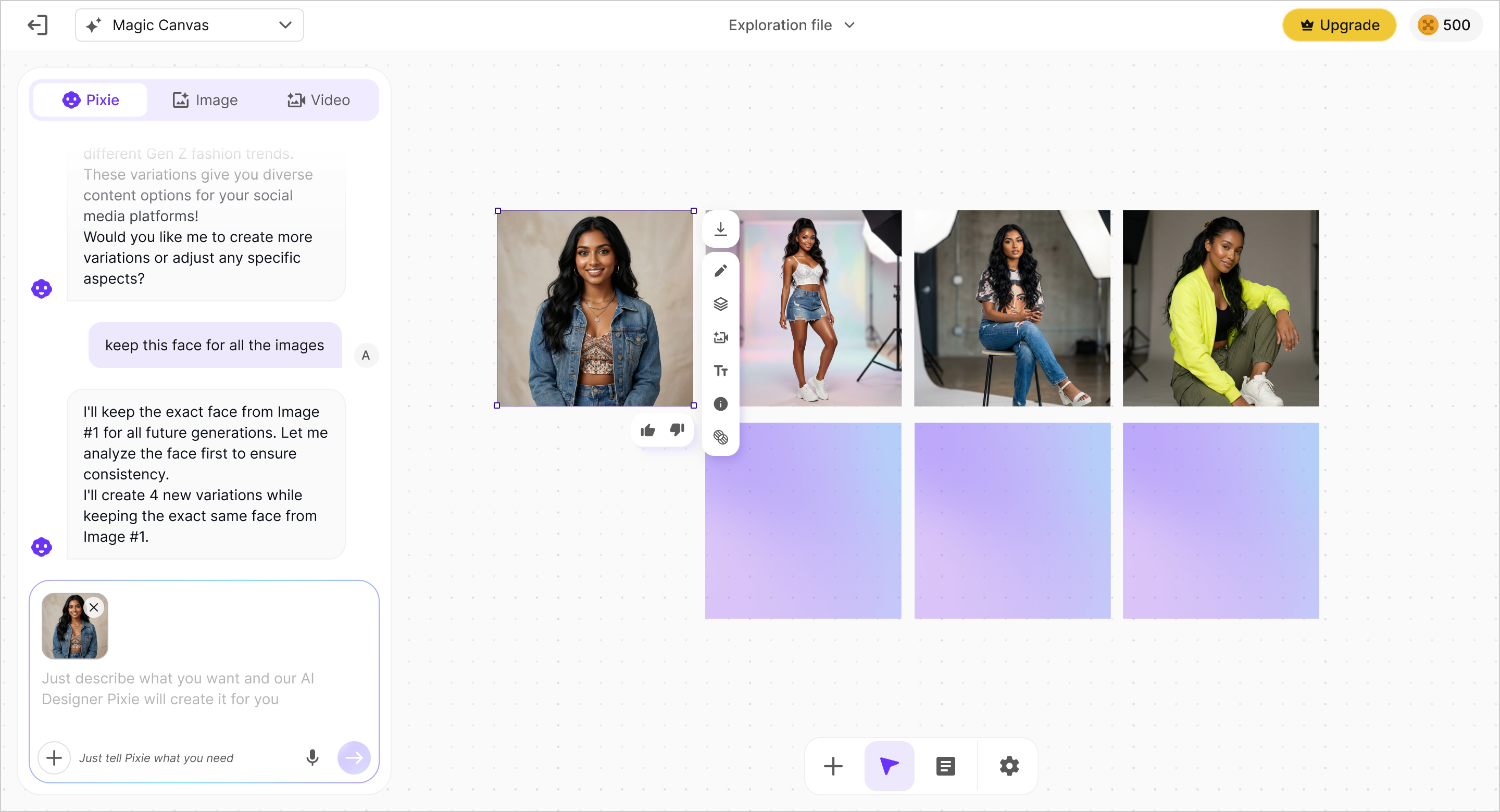 Further edits: refining the generated influencer with additional prompts and adjustments