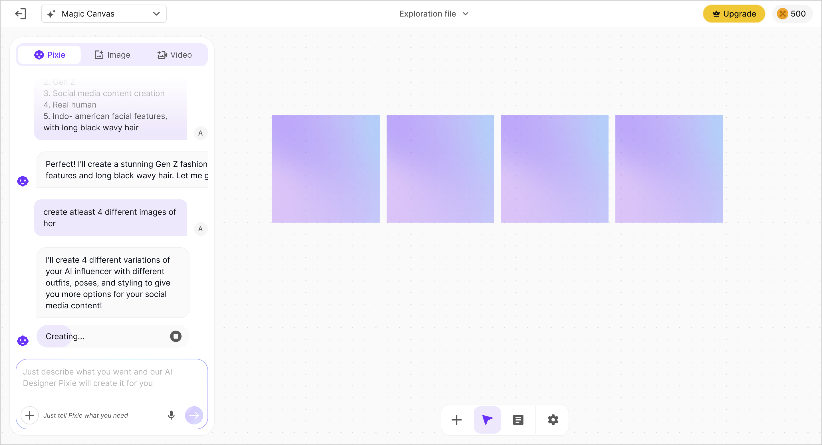Transformation: AI generating the influencer based on the defined persona