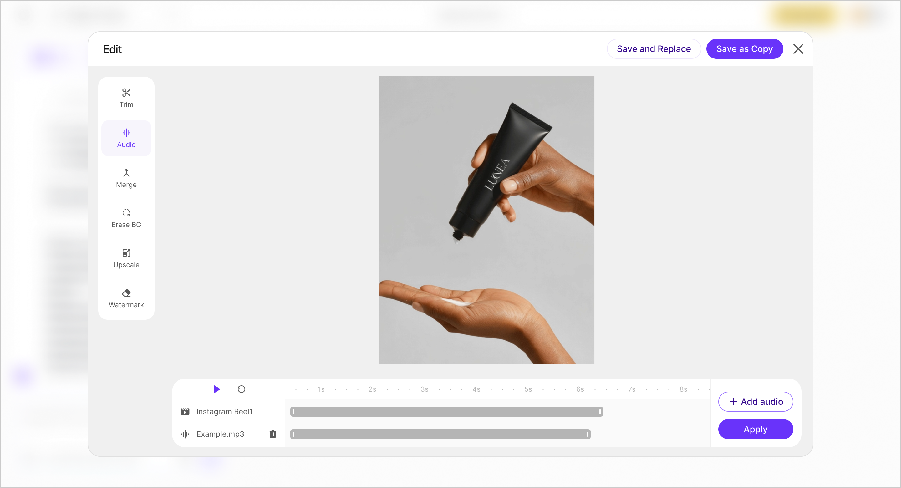 Add audio: audio track selection and mixing for the generated video