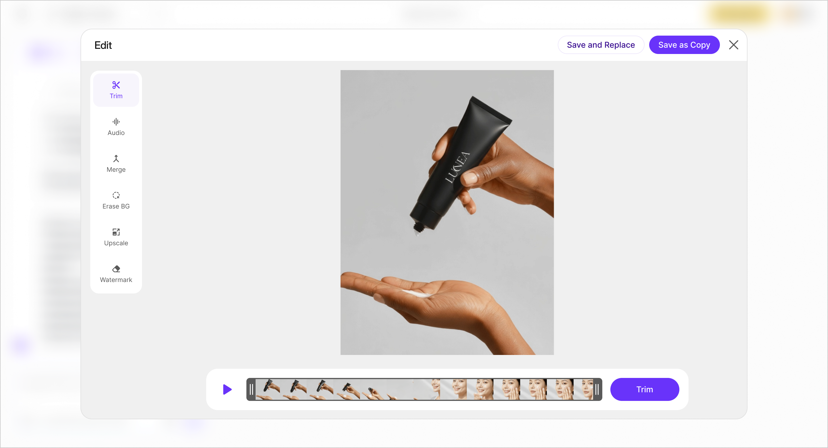 Trim video: timeline editor for cutting and adjusting generated video clips