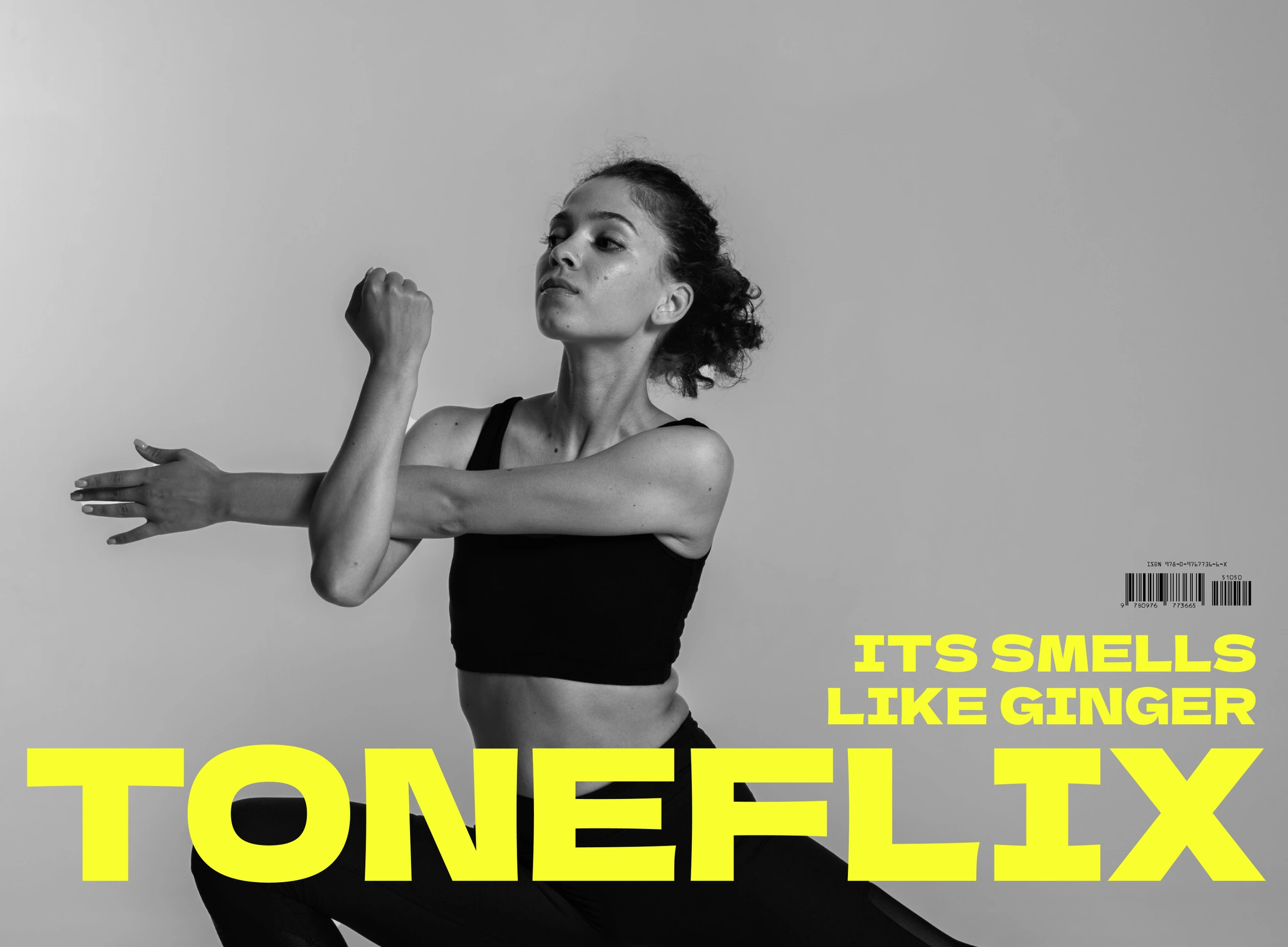 Toneflix brand artwork: an athlete stretching beneath bright yellow Toneflix lettering