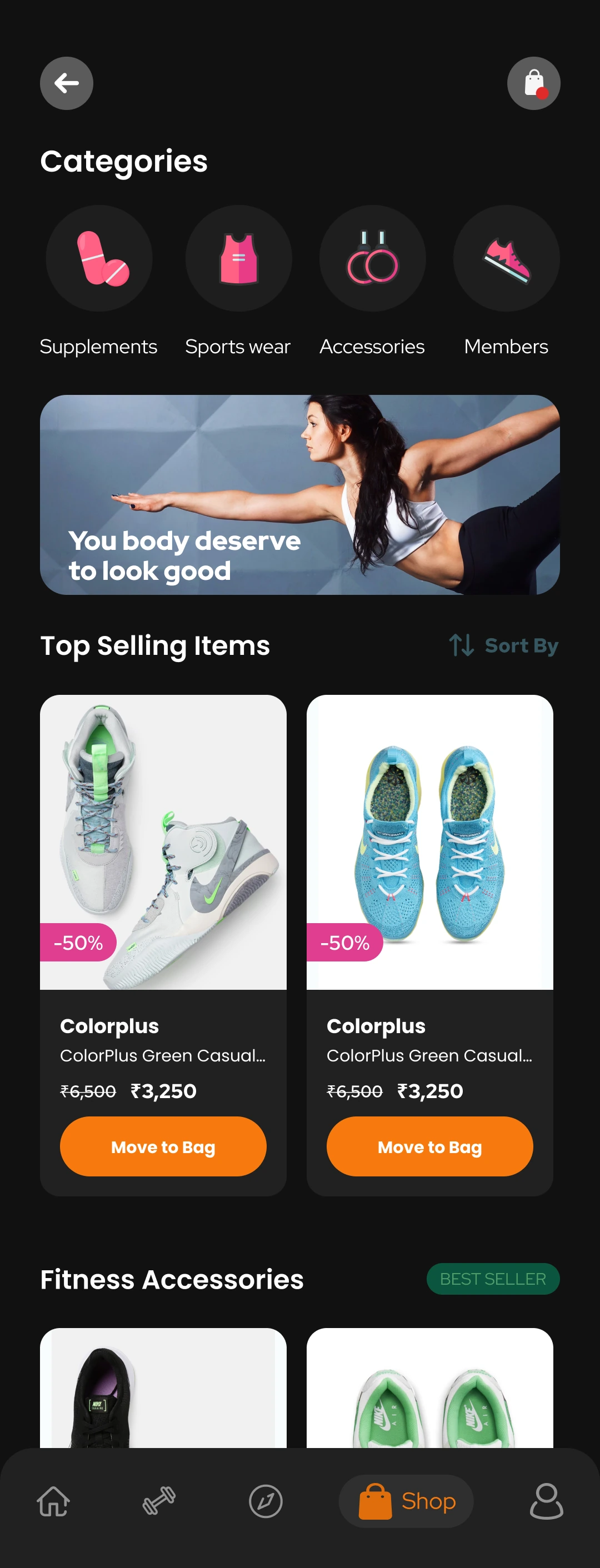 Toneflix shop with merchandise categories and footwear listings