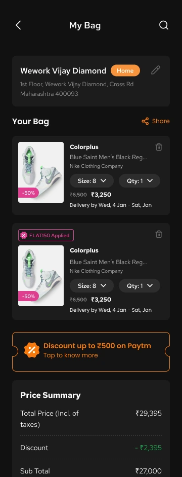 Toneflix shopping basket with products and order summary